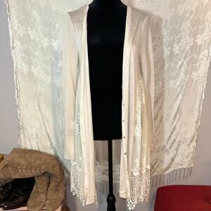 Cream and white lace cardigan